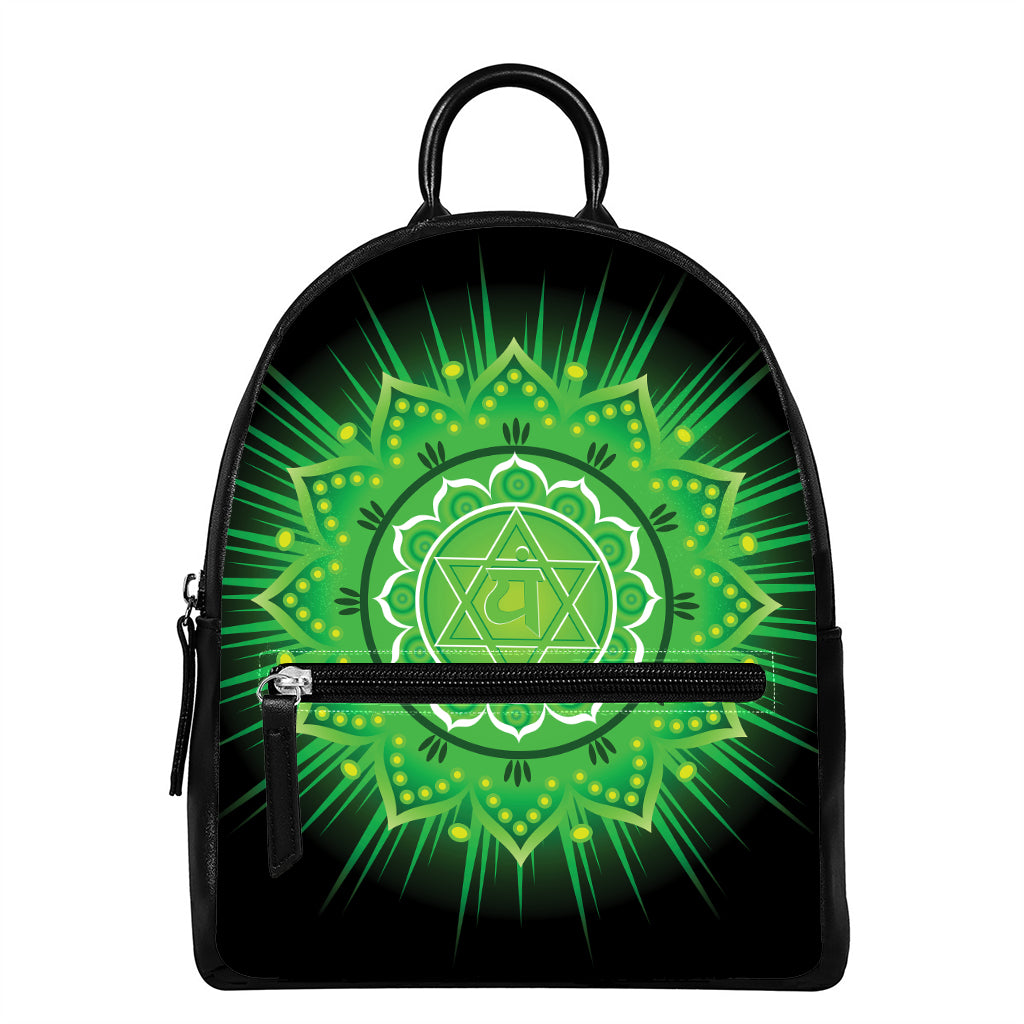 Anahata Chakra Mandala Print Leather Backpack