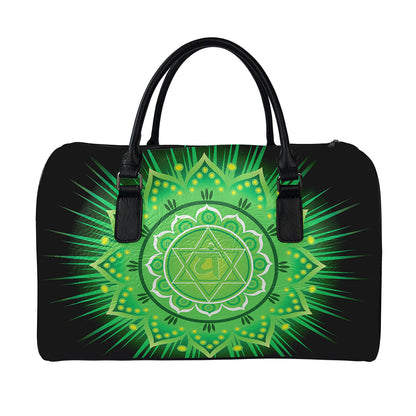 Anahata Chakra Mandala Print Leather Duffle Bag