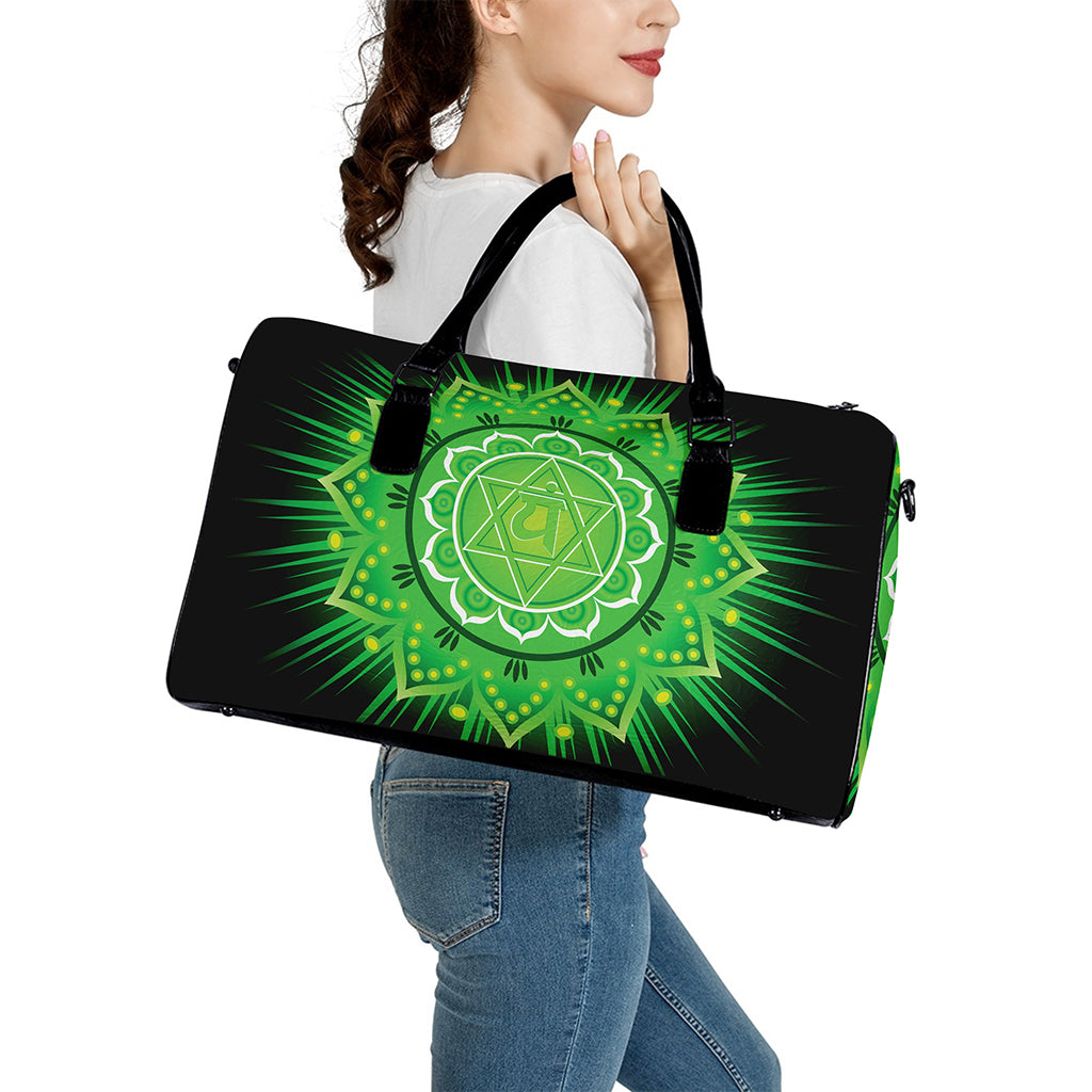 Anahata Chakra Mandala Print Leather Duffle Bag