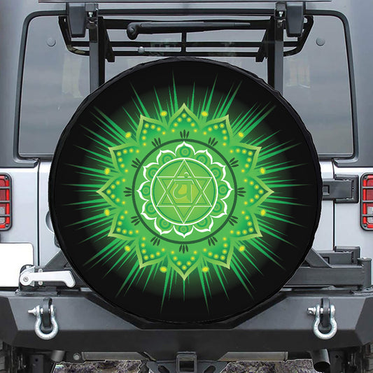 Anahata Chakra Mandala Print Leather Spare Tire Cover