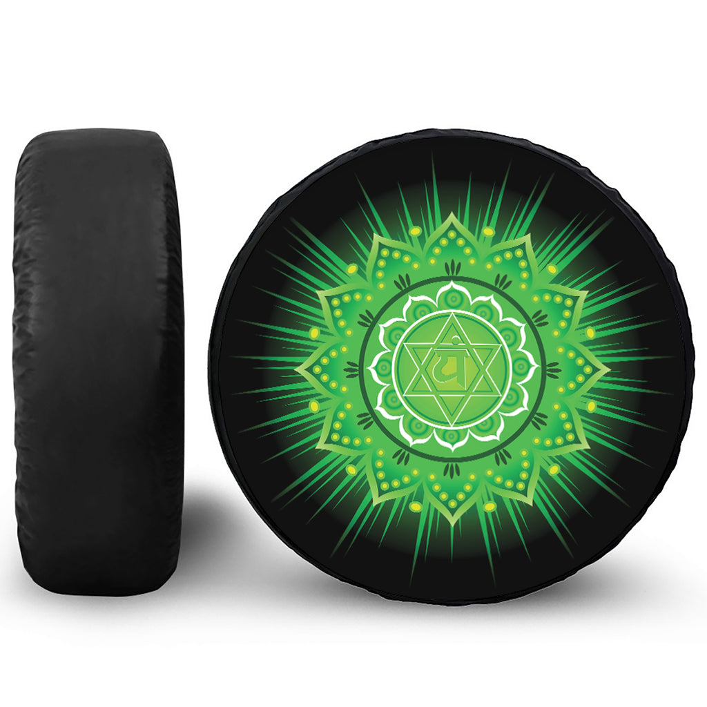 Anahata Chakra Mandala Print Leather Spare Tire Cover