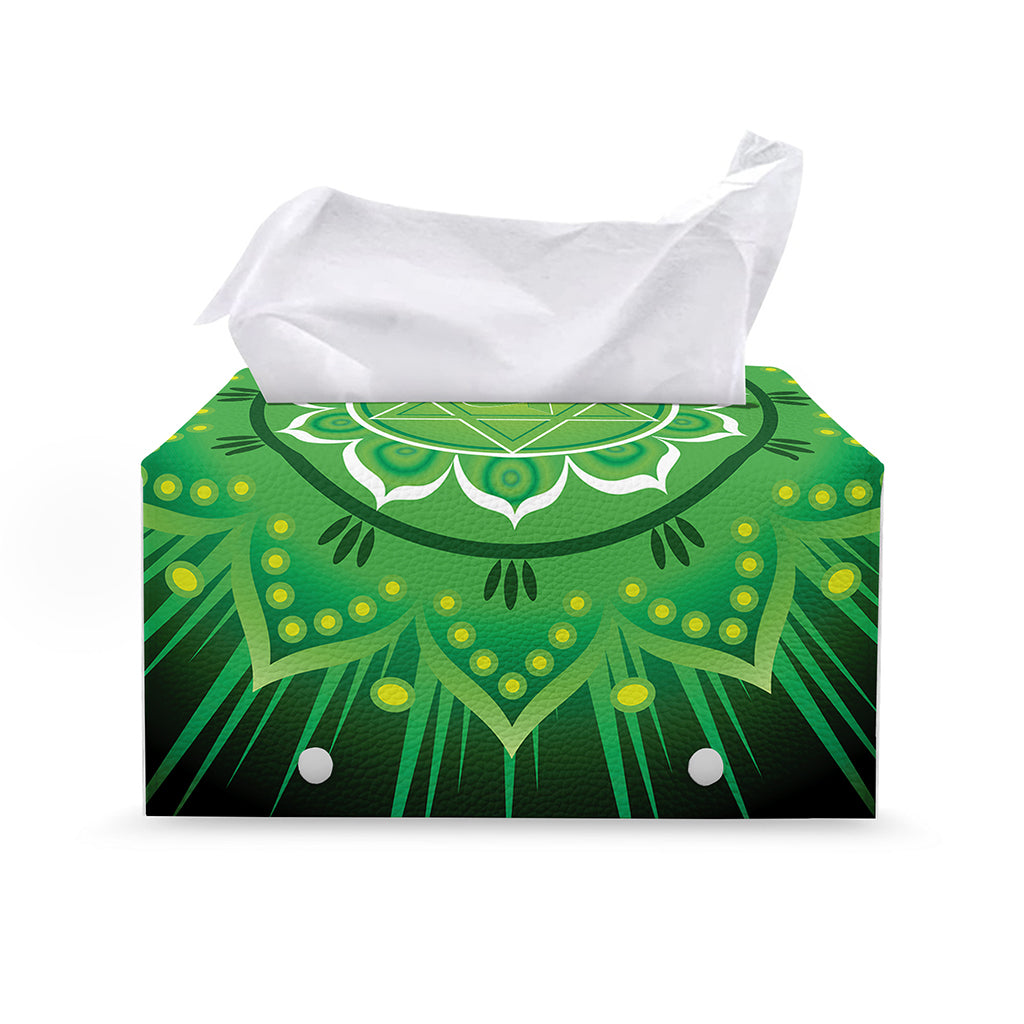 Anahata Chakra Mandala Print Leather Tissue Box Cover