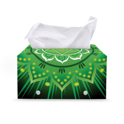 Anahata Chakra Mandala Print Leather Tissue Box Cover