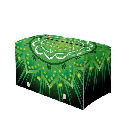 Anahata Chakra Mandala Print Leather Tissue Box Cover