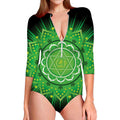 Anahata Chakra Mandala Print Long Sleeve Swimsuit