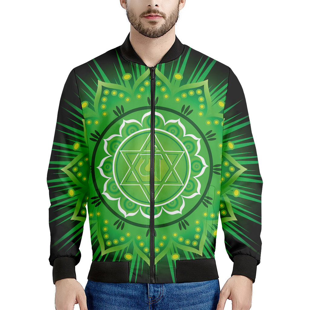 Anahata Chakra Mandala Print Men's Bomber Jacket