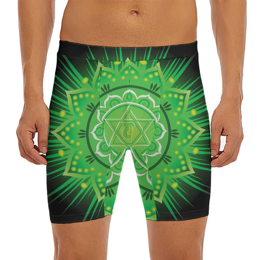 Anahata Chakra Mandala Print Men's Long Boxer Briefs