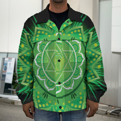 Anahata Chakra Mandala Print Men's Shirt Jacket