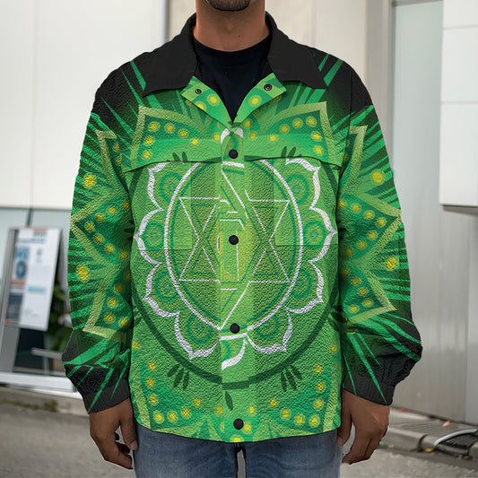 Anahata Chakra Mandala Print Men's Shirt Jacket