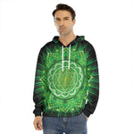 Anahata Chakra Mandala Print Men's Velvet Pullover Hoodie