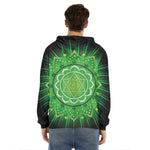 Anahata Chakra Mandala Print Men's Velvet Pullover Hoodie