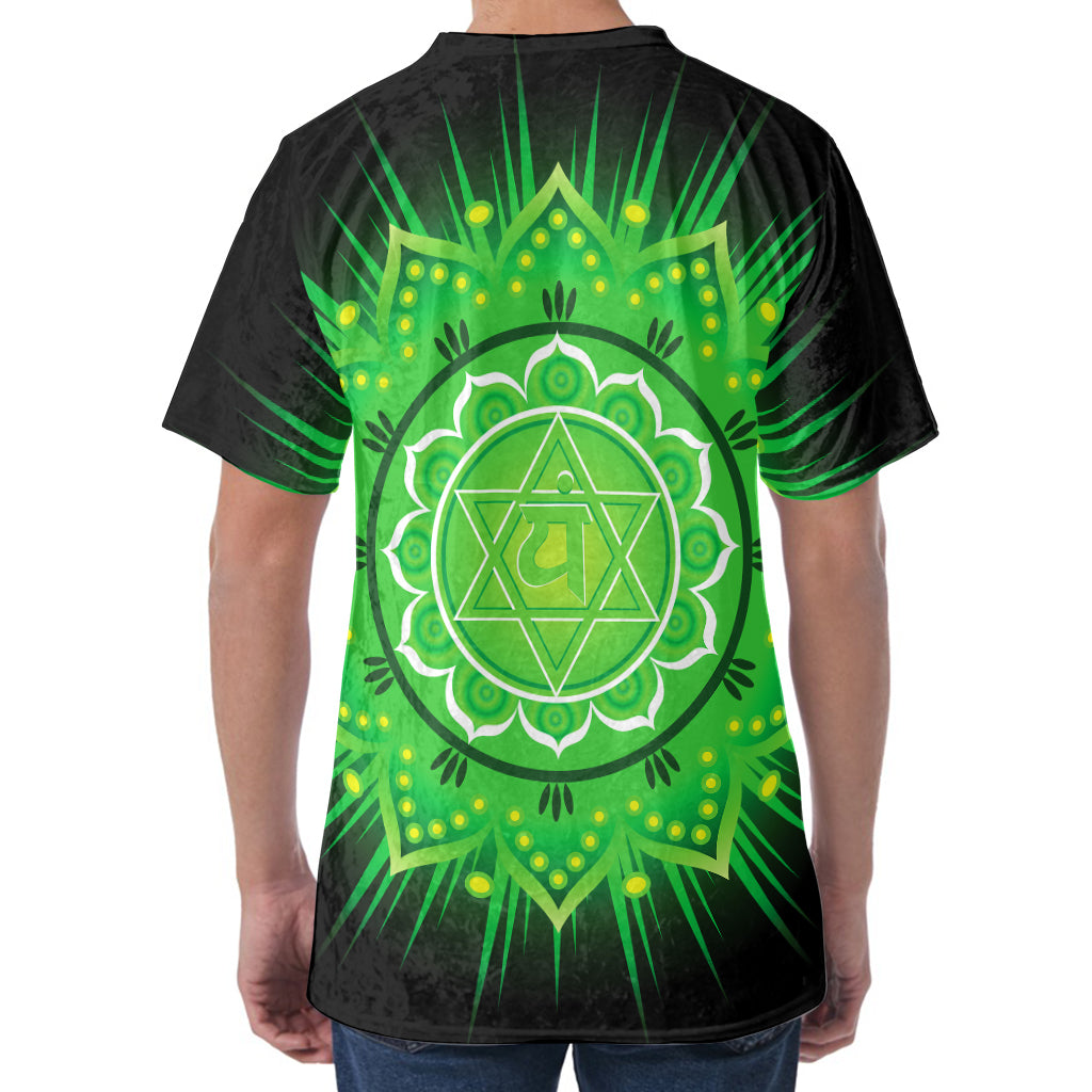 Anahata Chakra Mandala Print Men's Velvet T-Shirt