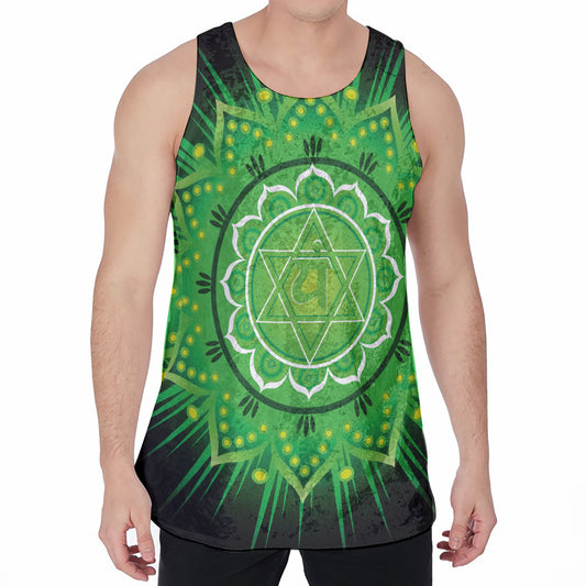 Anahata Chakra Mandala Print Men's Velvet Tank Top