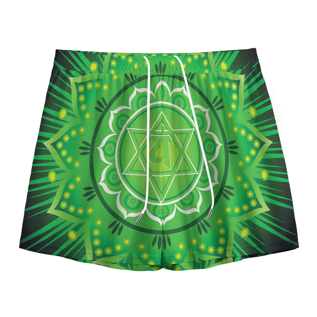 Anahata Chakra Mandala Print Mesh Shorts