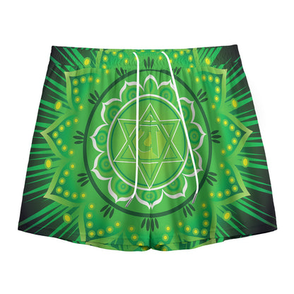 Anahata Chakra Mandala Print Mesh Shorts