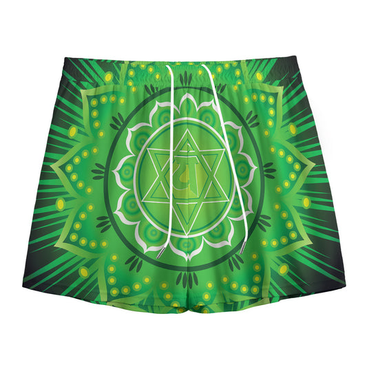 Anahata Chakra Mandala Print Mesh Shorts
