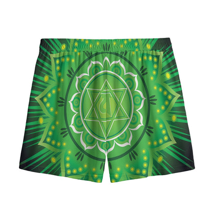 Anahata Chakra Mandala Print Mesh Shorts