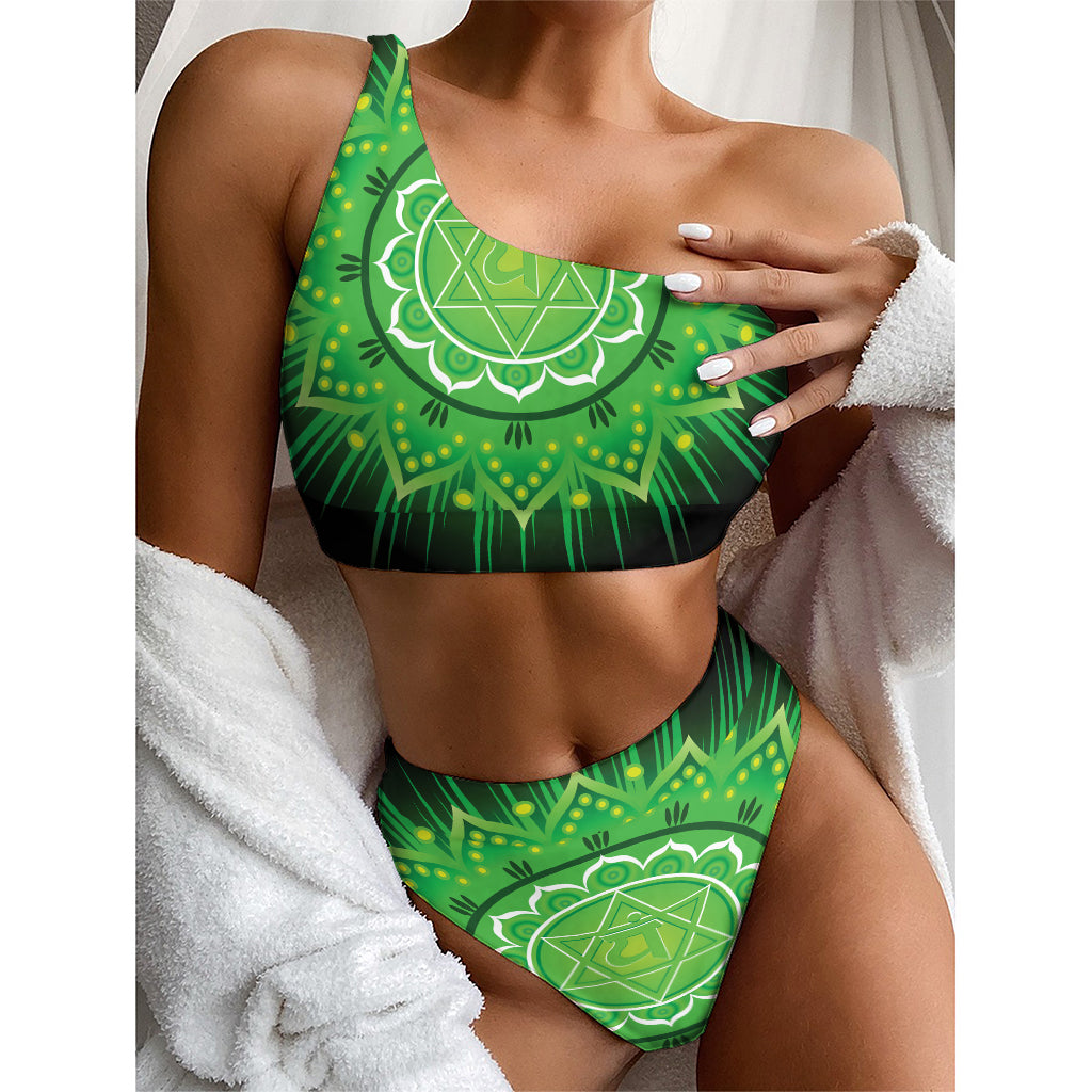 Anahata Chakra Mandala Print One Shoulder Bikini Top
