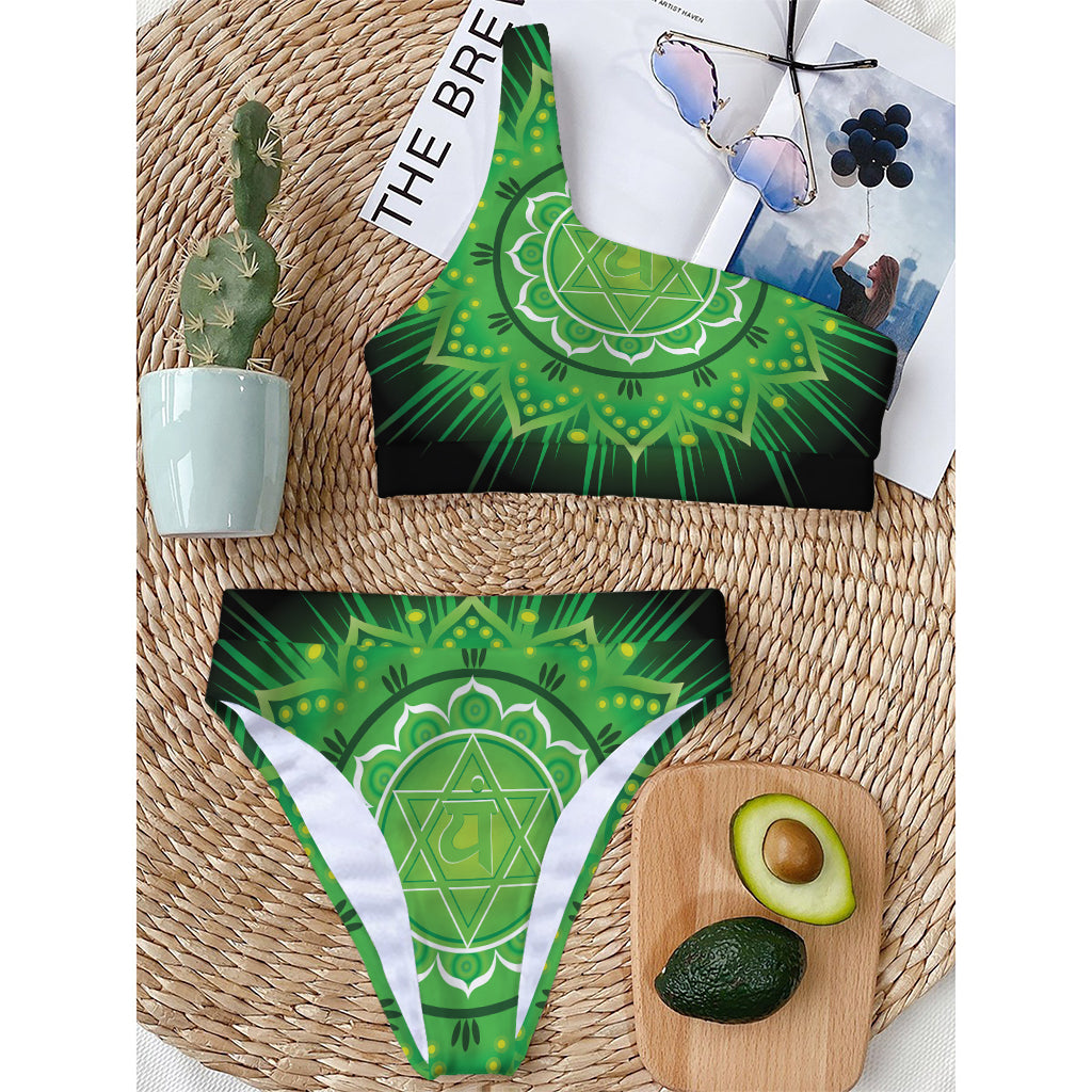 Anahata Chakra Mandala Print One Shoulder Bikini Top