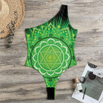 Anahata Chakra Mandala Print One Shoulder Bodysuit
