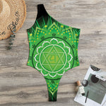 Anahata Chakra Mandala Print One Shoulder Bodysuit