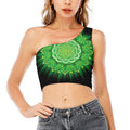 Anahata Chakra Mandala Print One Shoulder Crop Top