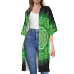 Anahata Chakra Mandala Print Open Front Beach Cover Up