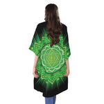 Anahata Chakra Mandala Print Open Front Beach Cover Up