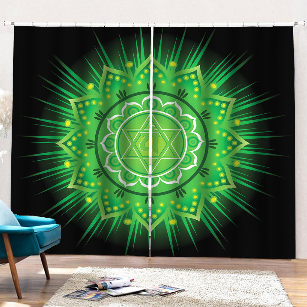 Anahata Chakra Mandala Print Pencil Pleat Curtains