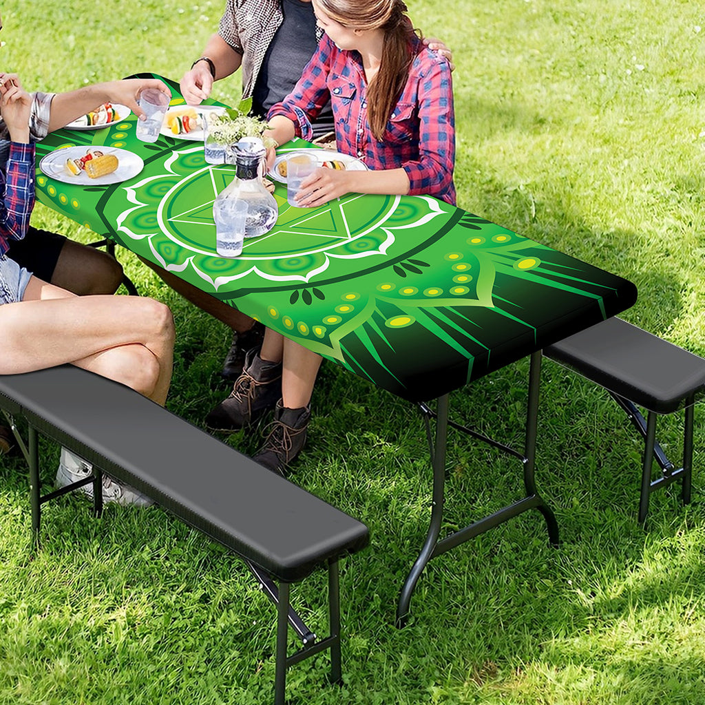Anahata Chakra Mandala Print Picnic Table Cover