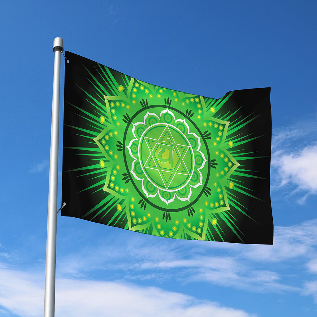 Anahata Chakra Mandala Print Polyester Flag