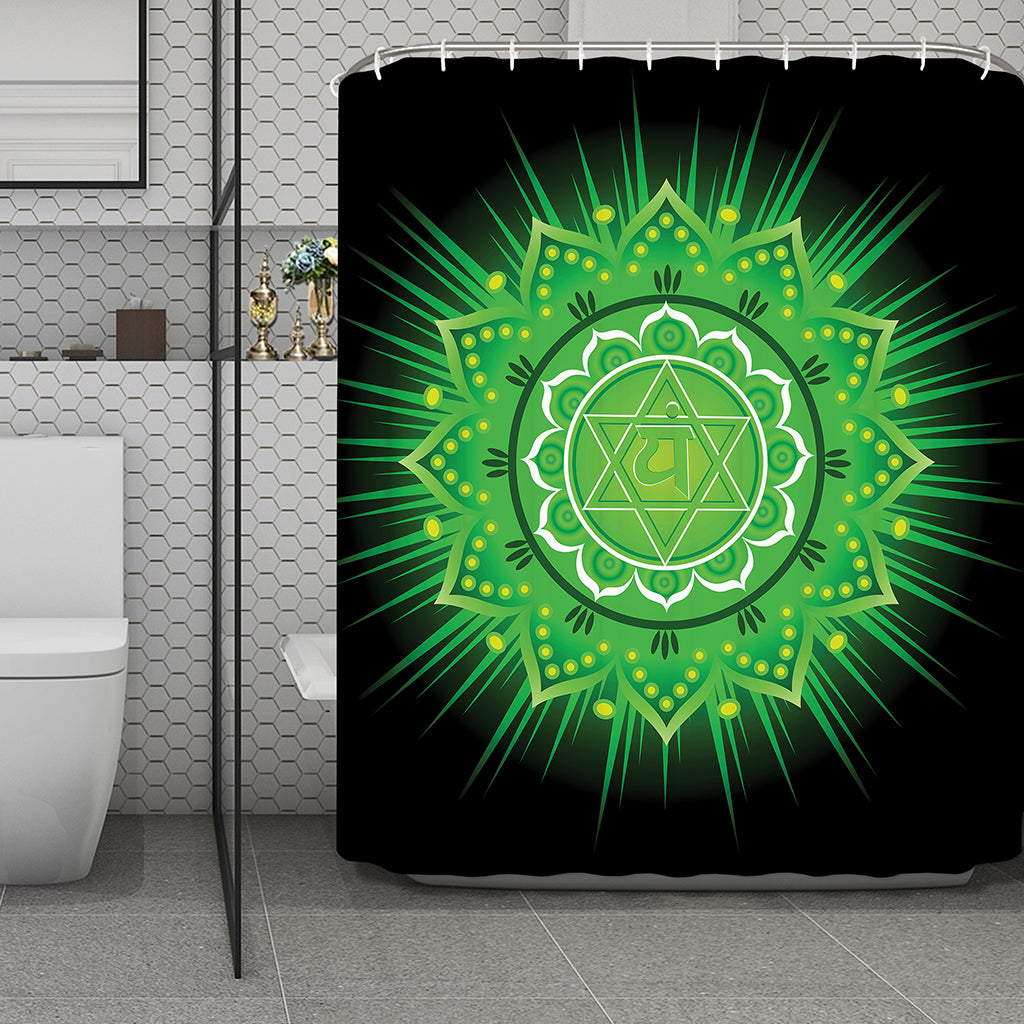 Anahata Chakra Mandala Print Polyester Shower Curtain