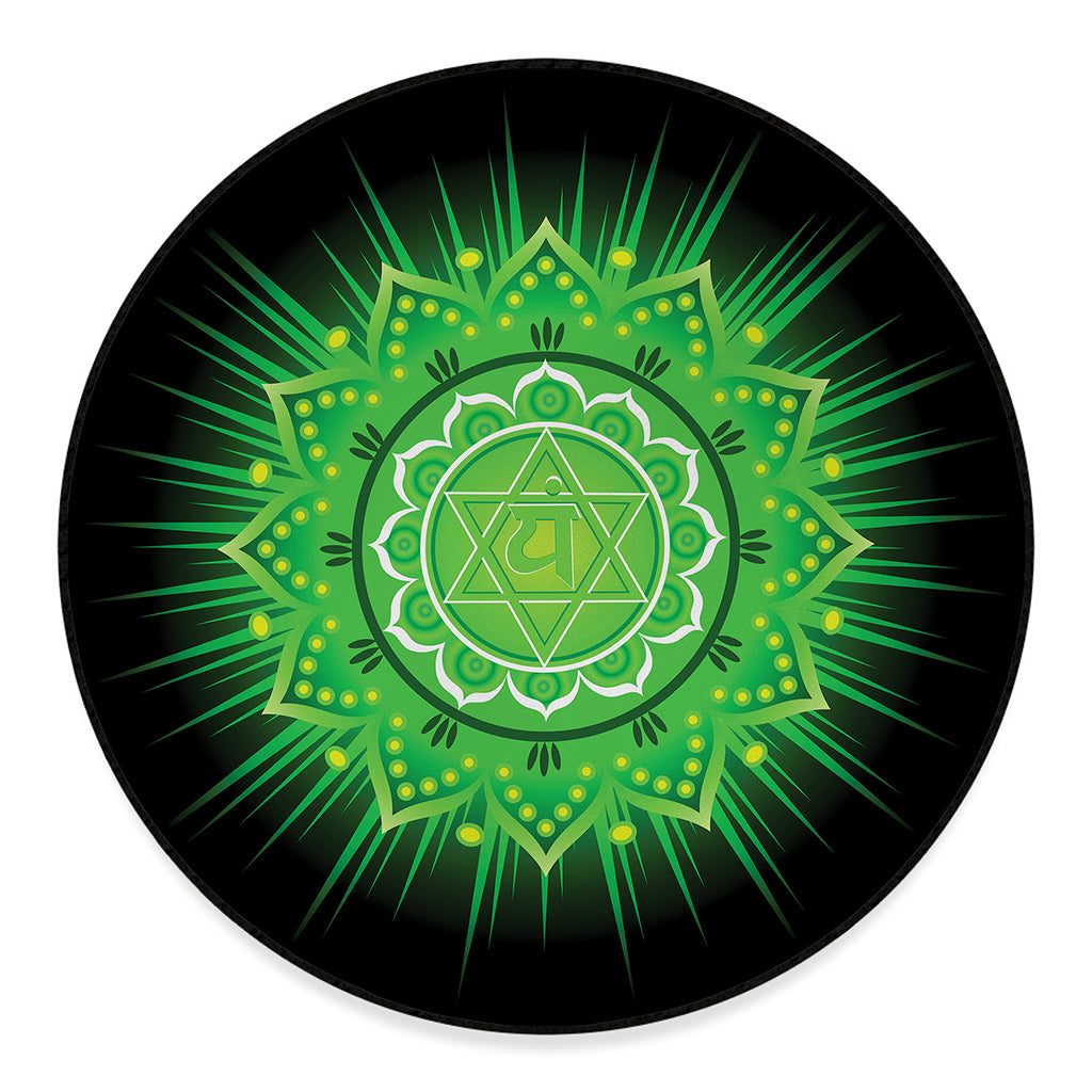 Anahata Chakra Mandala Print Round Floor Mat