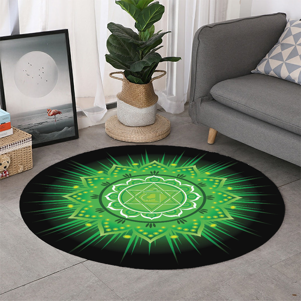 Anahata Chakra Mandala Print Round Rug