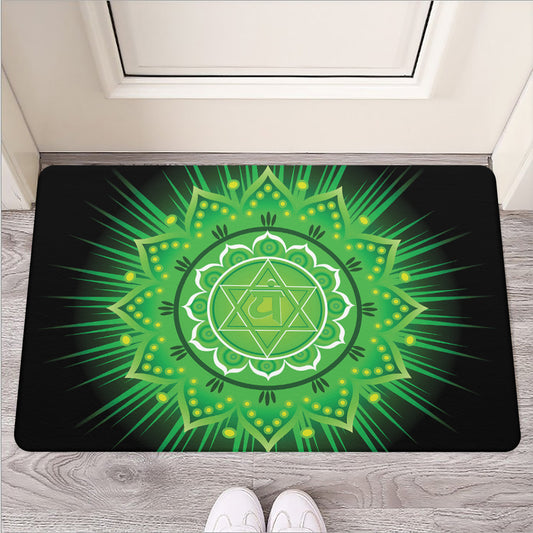 Anahata Chakra Mandala Print Rubber Doormat