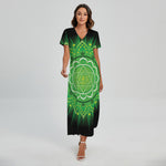Anahata Chakra Mandala Print Short Sleeve Maxi Dress