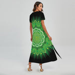 Anahata Chakra Mandala Print Short Sleeve Maxi Dress