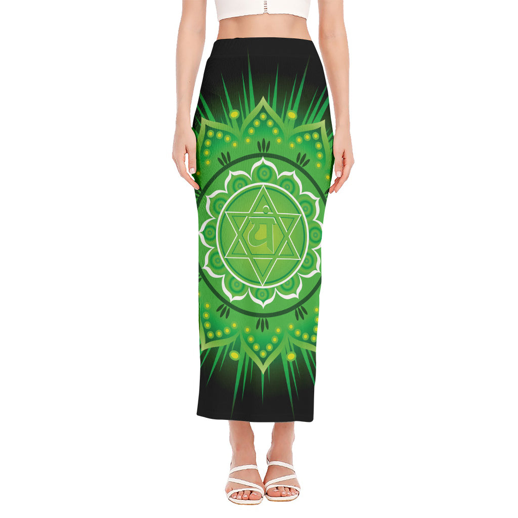 Anahata Chakra Mandala Print Side Slit Maxi Skirt