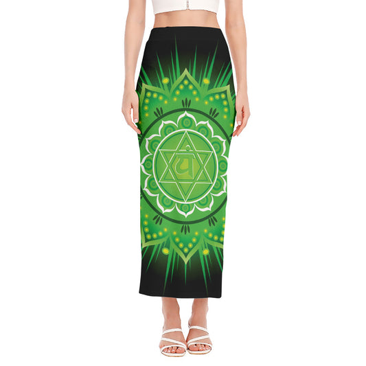 Anahata Chakra Mandala Print Side Slit Maxi Skirt