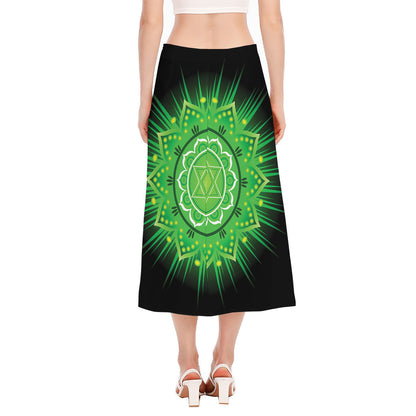 Anahata Chakra Mandala Print Side Slit Midi Skirt