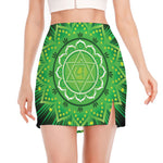 Anahata Chakra Mandala Print Side Slit Mini Skirt