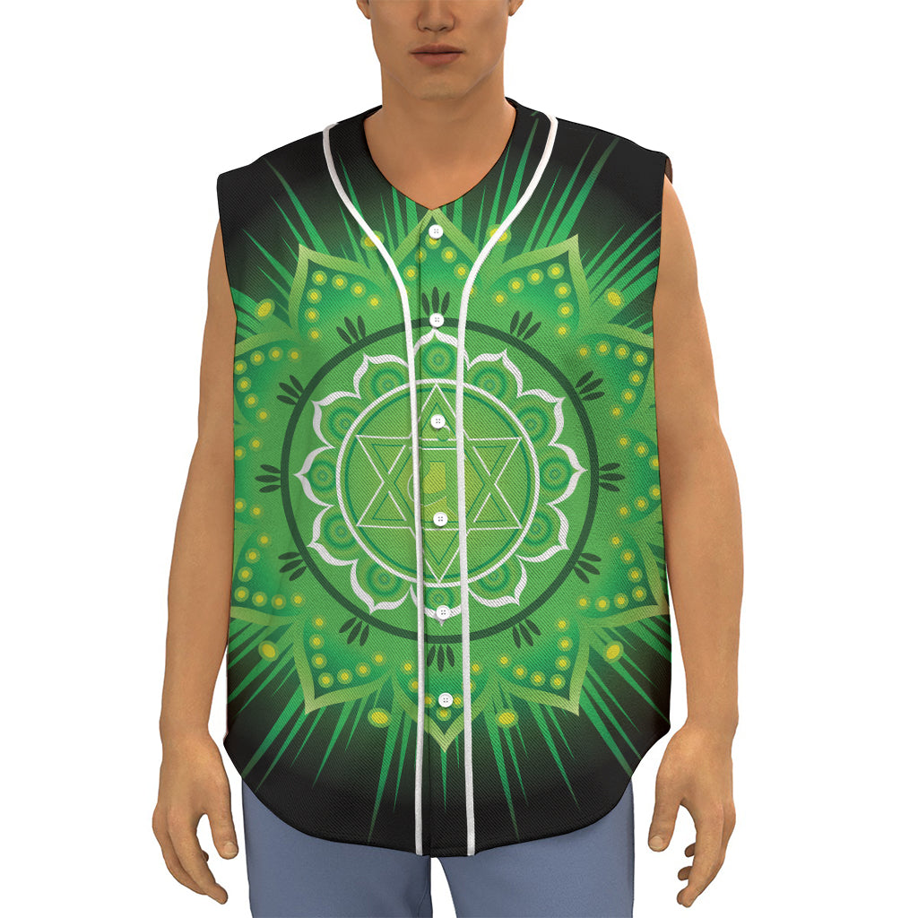 Anahata Chakra Mandala Print Sleeveless Baseball Jersey