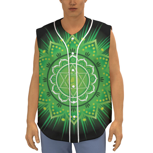Anahata Chakra Mandala Print Sleeveless Baseball Jersey
