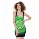 Anahata Chakra Mandala Print Sleeveless Bodycon Dress