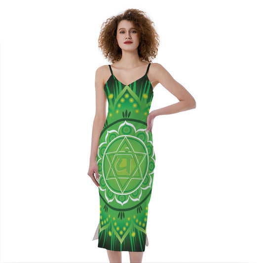 Anahata Chakra Mandala Print Slim Fit Midi Cami Dress