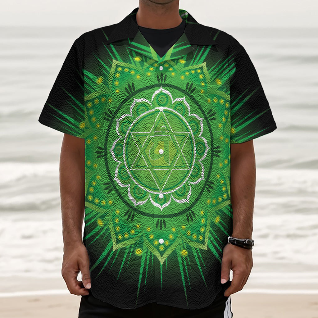 Anahata Chakra Mandala Print Textured Short Sleeve Shirt