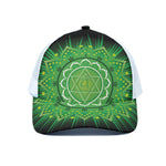 Anahata Chakra Mandala Print White Mesh Trucker Cap