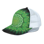 Anahata Chakra Mandala Print White Mesh Trucker Cap