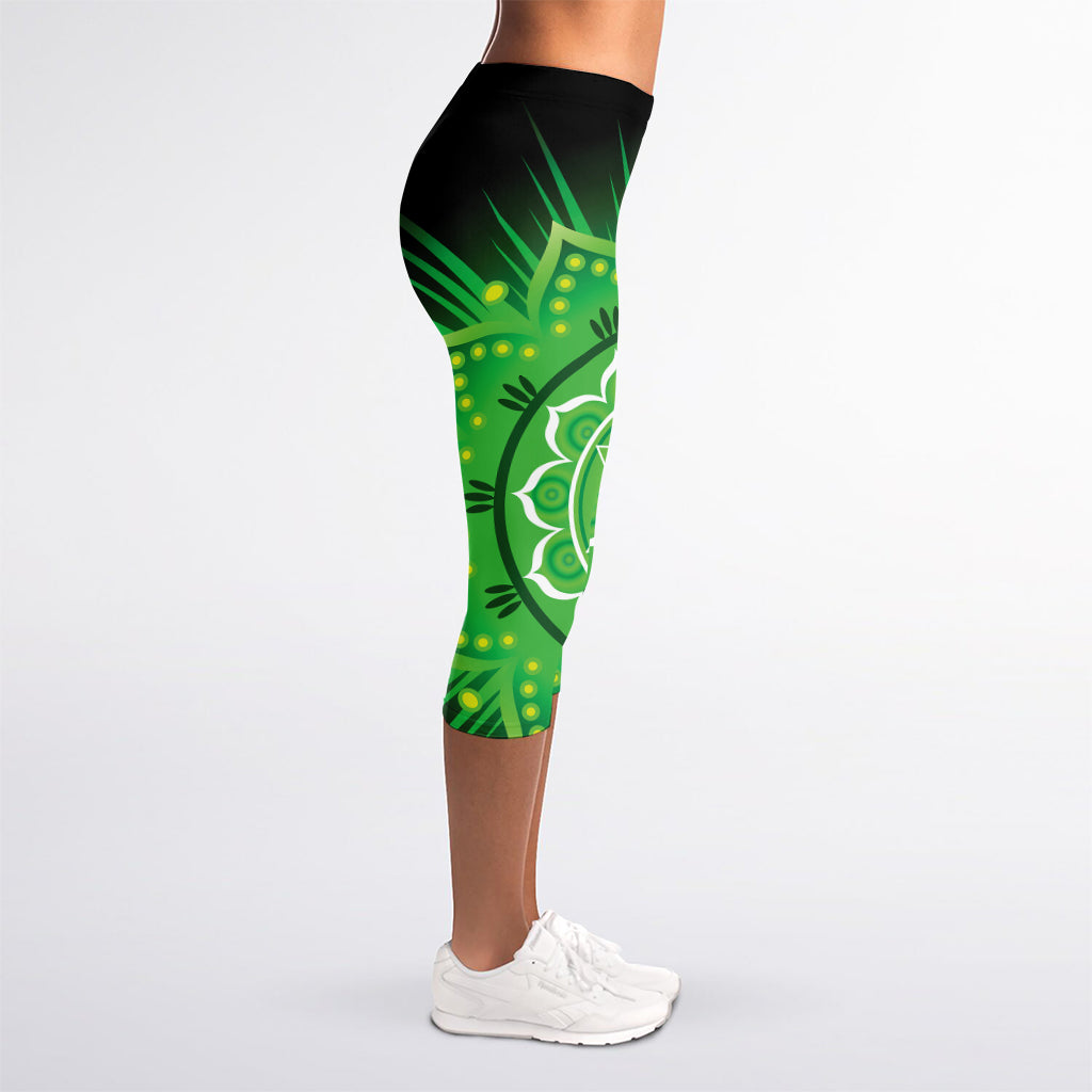 Anahata Chakra Mandala Print Women's Capri Leggings