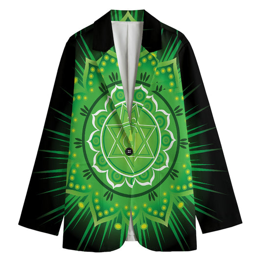 Anahata Chakra Mandala Print Women's Cotton Blazer